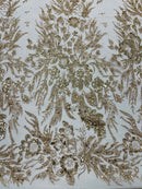 Rose Gold Glitter Mesh Lace Fabric Prom/Dress By The Yard