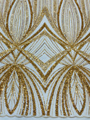 Gold Embroidery Beaded Fabric by Yard
