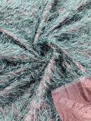 Metallic Fringe Eyelash / Feather Fabric - Embroidered Fabric with Hanging Details 2 Way Stretch By Yard