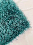 Metallic Fringe Eyelash / Feather - Baby Blue on Black - Embroidered Fabric with Hanging Details 2 Way Stretch By Yard