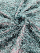 Metallic Fringe Eyelash / Feather Fabric - Embroidered Fabric with Hanging Details 2 Way Stretch By Yard