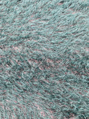 Metallic Fringe Eyelash / Feather - Baby Blue on Black - Embroidered Fabric with Hanging Details 2 Way Stretch By Yard