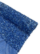 58/60" Velvet Sequins Stretch Fabric - Baby Blue  - Velvet Sequins 2 Way Stretch By Yard