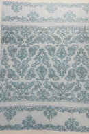 My Lady Beaded Fabric - Baby Blue - Damask Beaded Sequins Embroidered Fabric By Yard