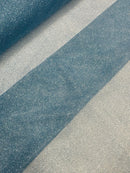 Glitter Lace Mesh Fabric - Baby Blue - Shimmer Glitter Dot Design on Mesh Lace By Yard