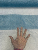 Glitter Lace Mesh Fabric - Baby Blue - Shimmer Glitter Dot Design on Mesh Lace By Yard