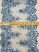 15" Floral Metallic Pattern Lace Table Runner - Metallic Table Runner Sold By Yard