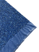 58/60" Velvet Sequins Stretch Fabric - Baby Blue  - Velvet Sequins 2 Way Stretch By Yard