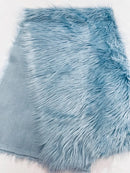 60" Solid Shaggy Faux Fur - Baby Blue - Long Pile Luxury Shaggy Soft Faux Fur Fabric By Yard