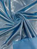 60" Metallic Foil Fabric - Baby Blue - 4 Way Stretch Spandex Foggy Foil Shiny Metallic Fabric by Yard