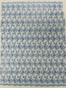 Metallic Floral Butterfly Fabric - Baby Blue - Embroidered Floral Butterfly Design Mesh Fabric by Yard