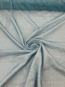 Fishnet Solid Rhinestones Fabric - Baby Blue - Spandex Fabric Fish Net with Crystal Stones by Yard