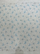 3D Butterfly Sequins Bead Fabric - Baby Blue -  Sequins Butterfly Embroidered Beaded Fabric By Yard