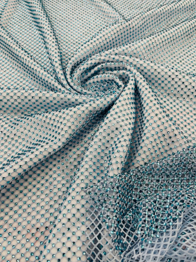 Fishnet Rhinestones Fabric - Spandex Fabric Fish Net with Crystal Ston