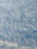 Metallic Fringe Eyelash / Feather - Baby Blue - Embroidered Fabric with Hanging Details 2 Way Stretch By Yard