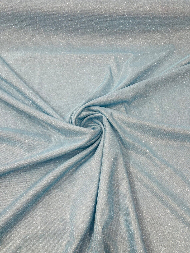 Shimmer Glitter Fabric - Baby Blue - Luxury Sparkle Stretch Solid Fabric Sold By Yard