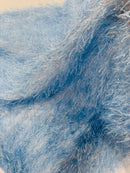 Metallic Fringe Eyelash / Feather - Baby Blue - Embroidered Fabric with Hanging Details 2 Way Stretch By Yard