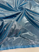 60" Metallic Foil Fabric - Baby Blue - 4 Way Stretch Spandex Foggy Foil Shiny Metallic Fabric by Yard