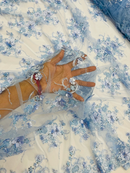 3D Flower Pearl Design - Baby Blue - Embroidered Sequins Floral Clusters Lace Fabric By Yard