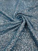 Mille Stripe Spandex Sequins - Baby Blue *NEW* - 4 Way Stretch Lace Spandex Mesh Sold By Yard