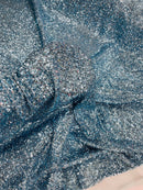 Mille Stripe Spandex Sequins - Baby Blue *NEW* - 4 Way Stretch Lace Spandex Mesh Sold By Yard