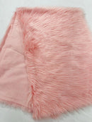 60" Solid Shaggy Faux Fur - Baby Pink - Long Pile Luxury Shaggy Soft Faux Fur Fabric By Yard