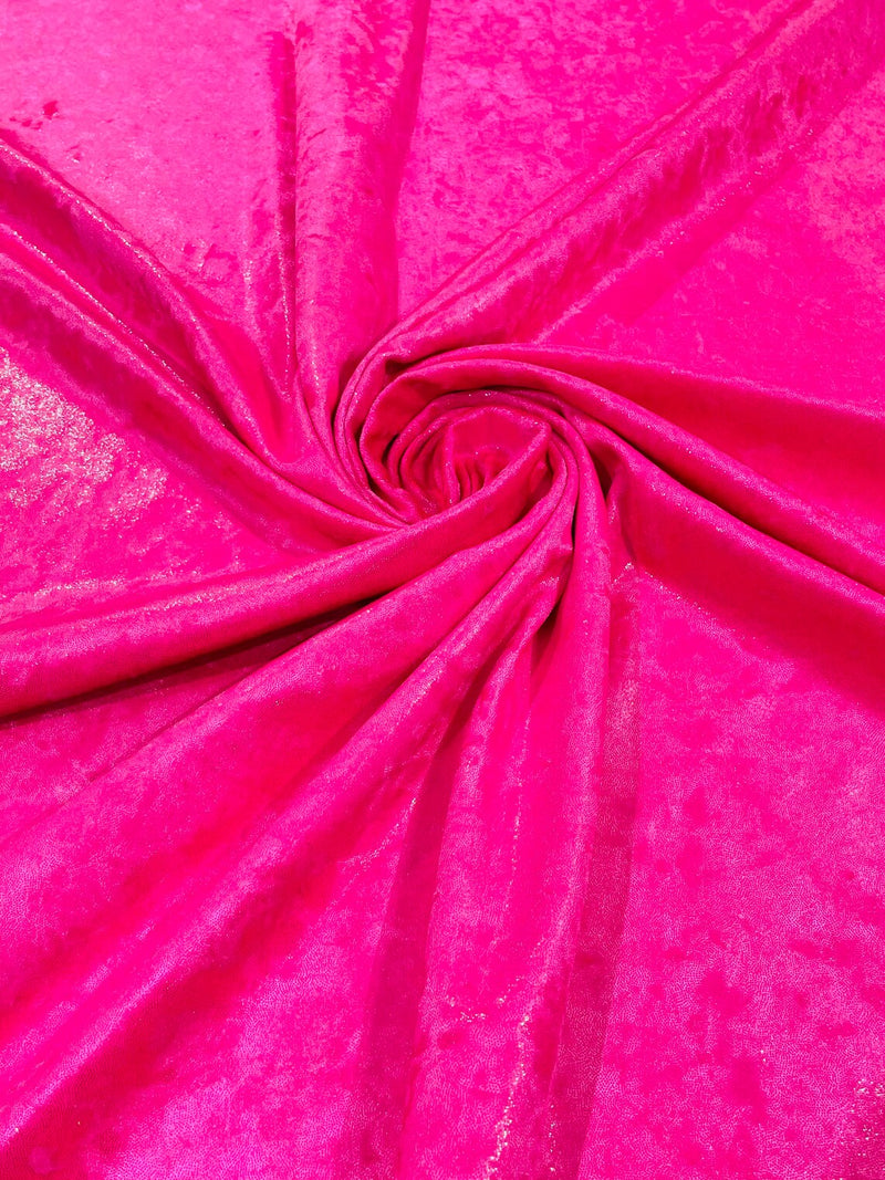 Foggy Foil Velvet Fabric - Barb Pink - Oil Slick 58/60" Stretch Foil Velvet Black Light Fabric By Yard