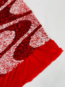 Wavy Line Design Velvet Sequins - Velvet Sequins Fabric 2 Way Stretch 58"- 60" By Yard