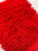 Red Tulle Ruffle Fabric, 60" Wide Waves - Prom Dress Wedding & Decoration