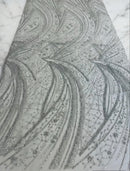 Silver Rhinestones Glitter Fabric on a Mesh By Yard Wavy Desing Glitter Rhinestones on Mesh Fabric, Wedding Bridal/Prom