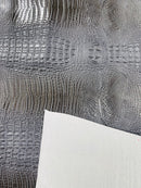 Gray Faux Crocodile Vinyl Leather Upholstery Fabric By The Yard, Big 3D Crocodile Vinyl Fabric