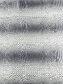 Silver White Faux Crocodile Vinyl Leather Upholstery Fabric By The Yard, Big 3D Crocodile Vinyl Fabric