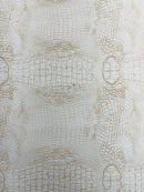 Faux Alligator Print Vinyl Fabric - Beige / Gold -  Faux Animal Print Sold by The Yard