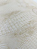 Faux Alligator Print Vinyl Fabric - Beige / Gold -  Faux Animal Print Sold by The Yard