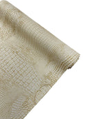 Faux Alligator Print Vinyl Fabric - Beige / Gold -  Faux Animal Print Sold by The Yard