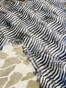 60" Feather Shaggy Faux Fur - Beige / Silver - Soft Long Pile Thick Faux Fur Fabric By Yard