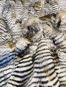60" Feather Shaggy Faux Fur - Beige / Silver - Soft Long Pile Thick Faux Fur Fabric By Yard