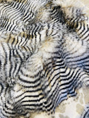 60" Feather Shaggy Faux Fur - Beige / Silver - Soft Long Pile Thick Faux Fur Fabric By Yard