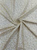 Fish Net Sequins Fabric - Beige - Cast Net Design Sequins Embroidery Lace Fabric By Yard