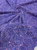Lilac Iridescent Sequin Fabric: Lavender Stretch Velvet (58/60" Wide)
