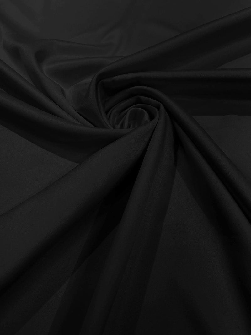 Matte L'Amour Stretch Satin - Black - Stretch Satin Fabric For Bridal, Prom Dress Sold By Yard