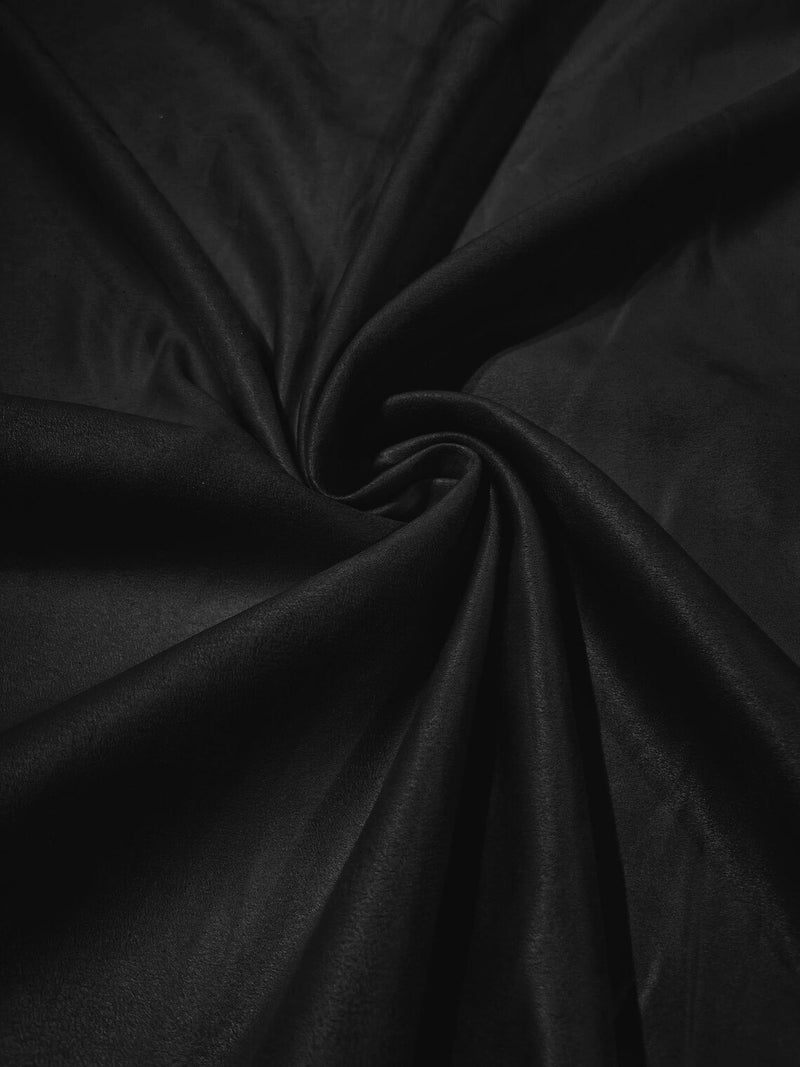 58" Faux Micro Suede Fabric - Black - Polyester Micro Suede Fabric for Upholstery / Crafts / Costume By Yard