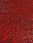 Cheetah Print Spandex Fabric - Black / Red - Mystique 4 Way Stretch Foil Fabric 58/60" By Yard