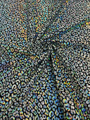 Cheetah Print Spandex Fabric - Black / Silver - Mystique 4 Way Stretch Foil Fabric 58/60" By Yard
