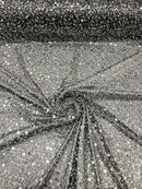 Pearl Sequins Heavy Fabric - Black / Silver - Heavy Duty Handmade Embroidery Lace Sequins By Yard