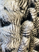 60" Feather Shaggy Faux Fur - Black / Silver - Soft Long Pile Thick Faux Fur Fabric By Yard