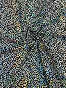 Cheetah Print Spandex Fabric - Black / Silver - Mystique 4 Way Stretch Foil Fabric 58/60" By Yard