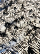 60" Feather Shaggy Faux Fur - Black / Silver - Soft Long Pile Thick Faux Fur Fabric By Yard