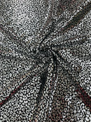 Cheetah Print Spandex Fabric - Black /Silver -  4 Way Stretch Foil Spandex Fabric By Yard