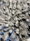 60" Feather Shaggy Faux Fur - Black / Silver - Soft Long Pile Thick Faux Fur Fabric By Yard